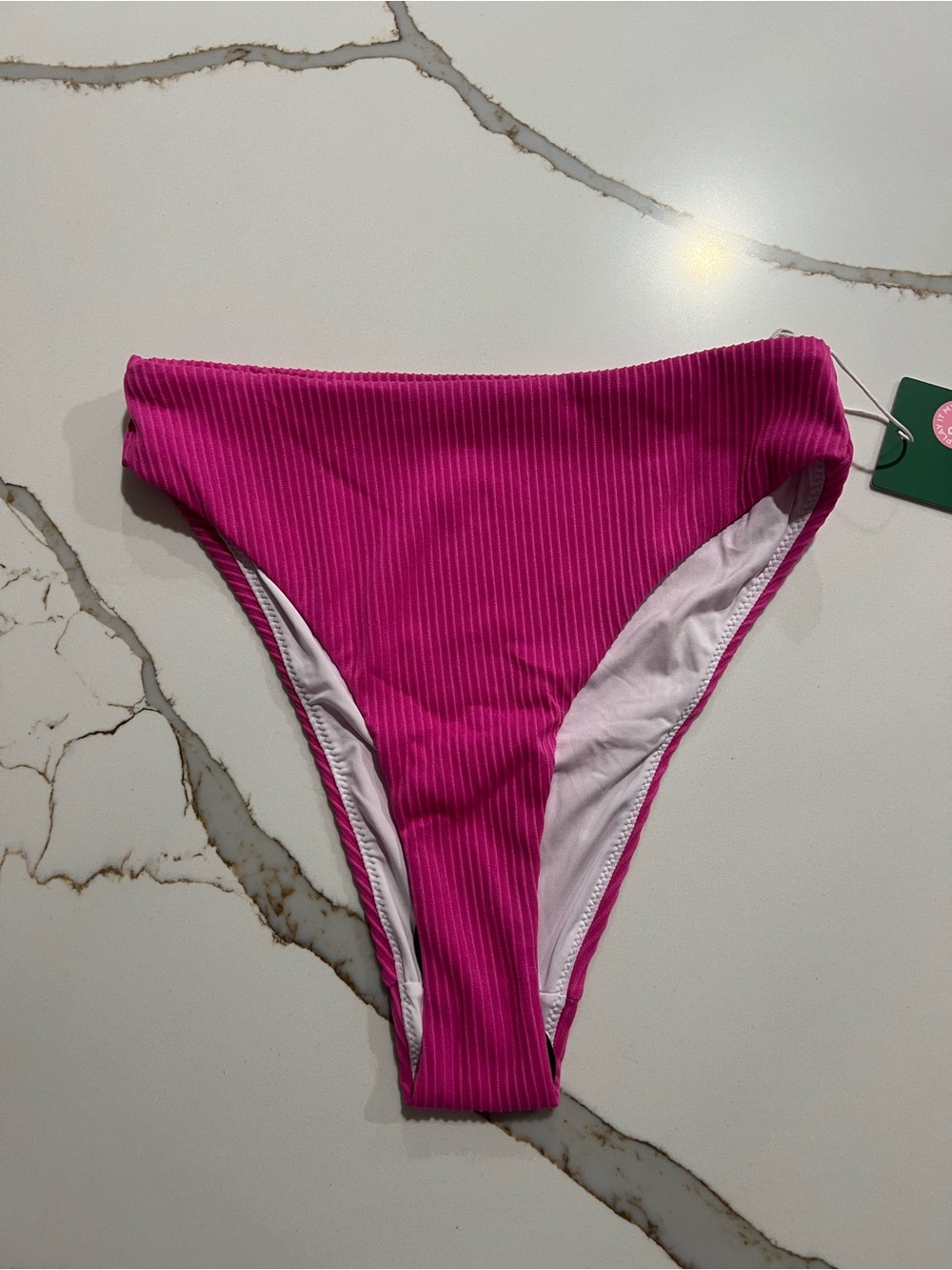 NWT HALARA Ribbed High-Cut Bikini Bottom - Magenta